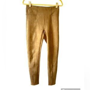 SPANX Faux Suede Leggings Camel Tan Medium M